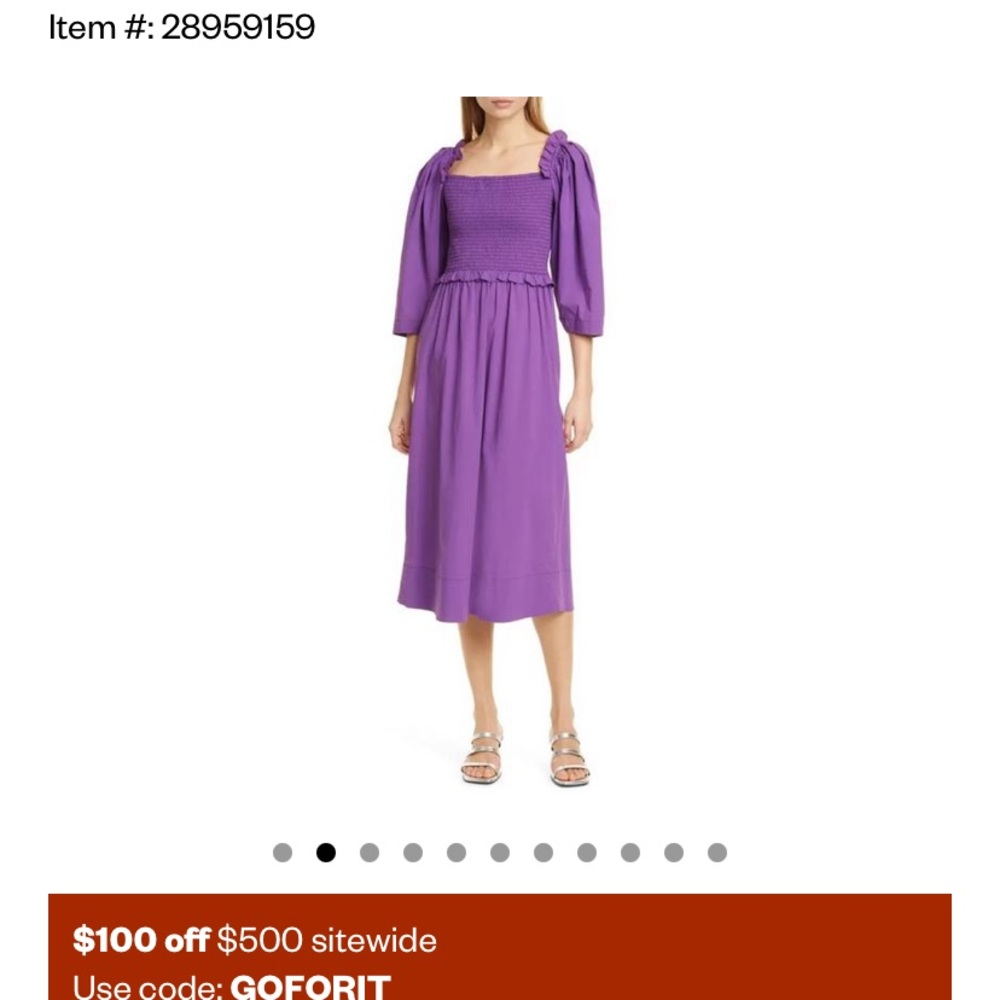 purple smocked sleeve long sea dress ruffle